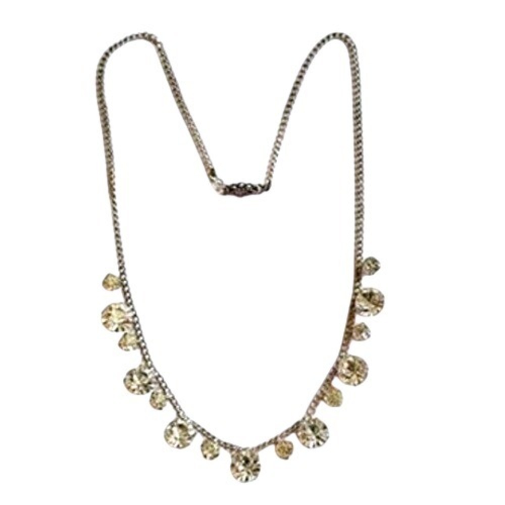 VTG Regal Chaton Crystal Choker Necklace art deco Collar Sterling silver 925 16"